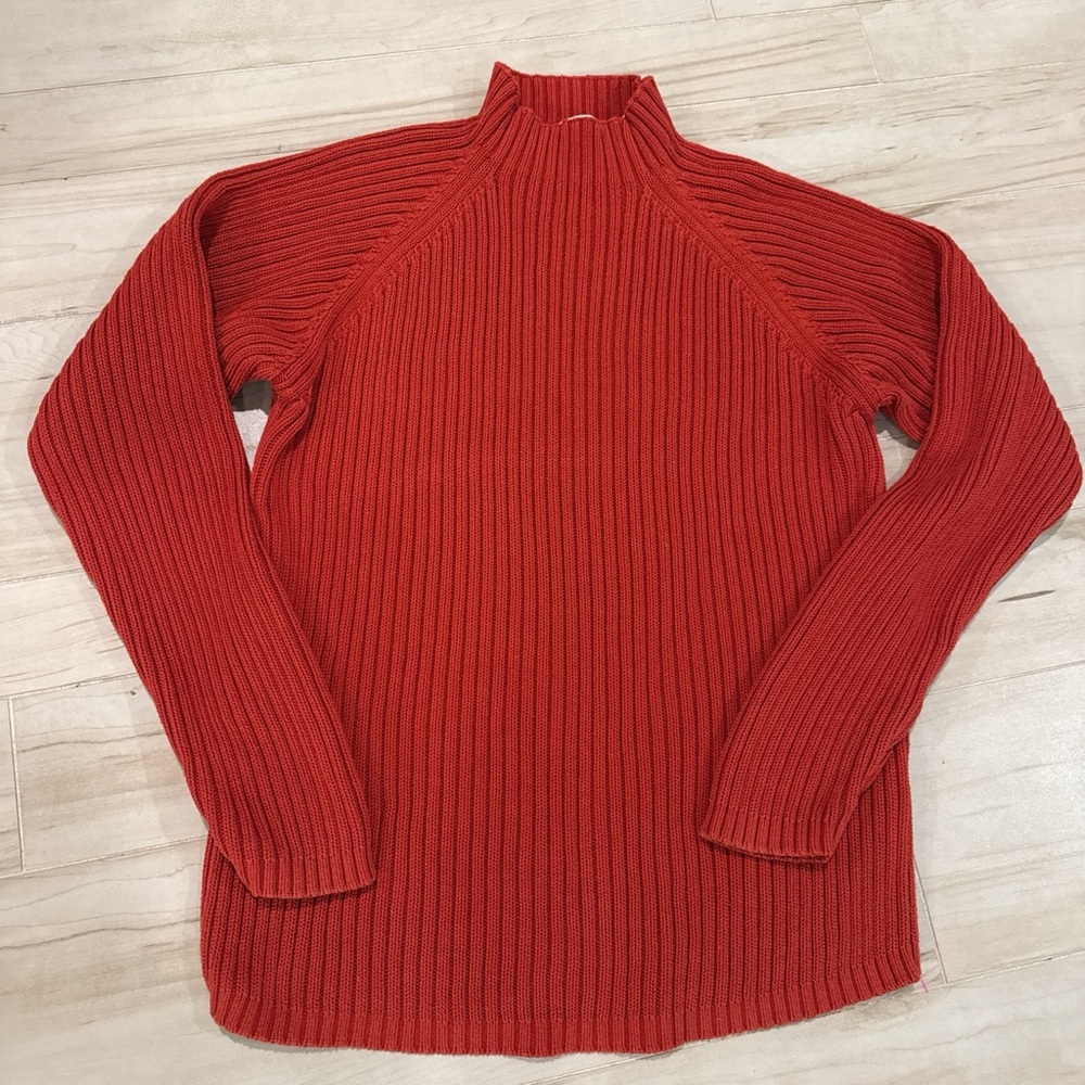 🧡 Vintage St. John’s Bay Oversized Cable Knit Turtleneck | L | Pumpkin Orange